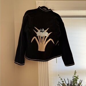 Vintage water lily velvet jacket medium